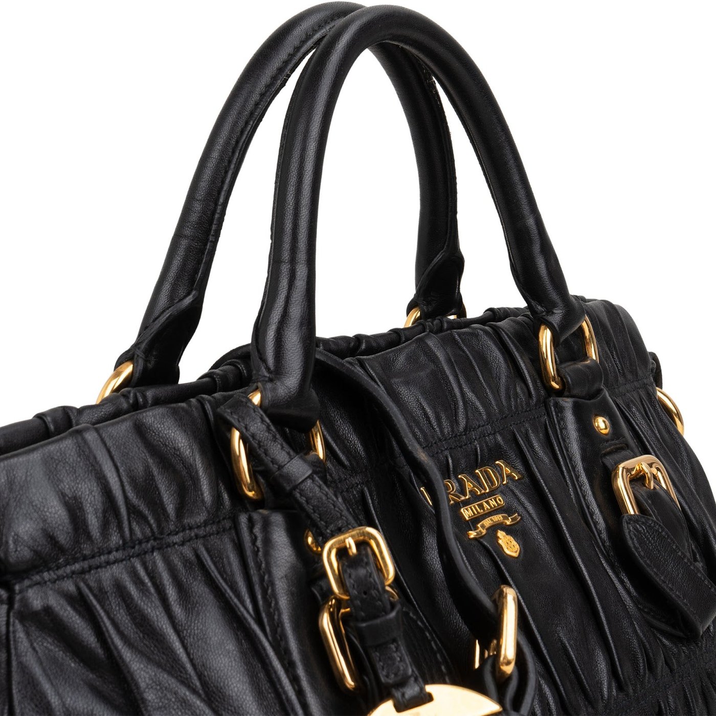Prada Matelassé Nappa Gaufre Leather Bauletto Satchel Handbag