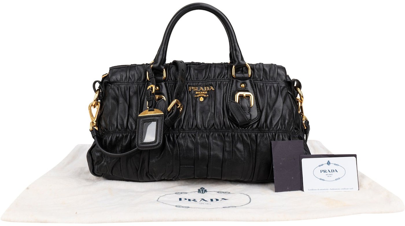 Prada Matelassé Nappa Gaufre Leather Bauletto Satchel Handbag