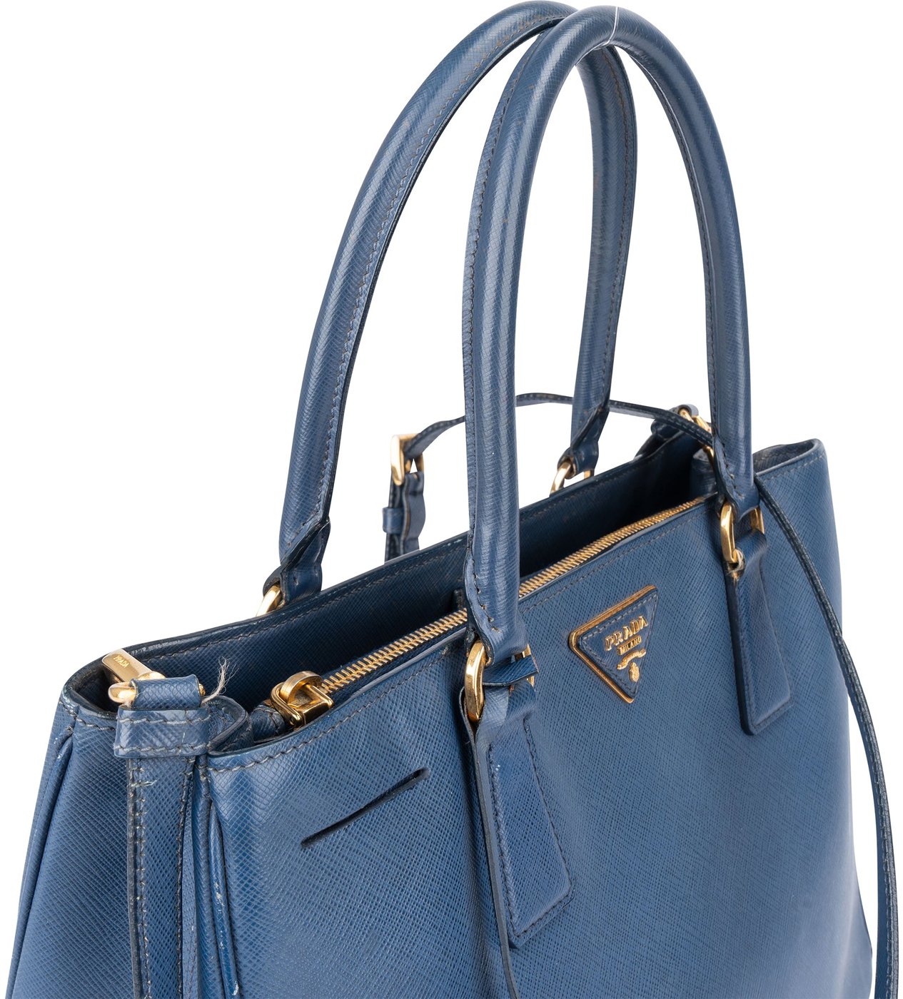 Prada Blue Saffiano Leather Galleria Handbag