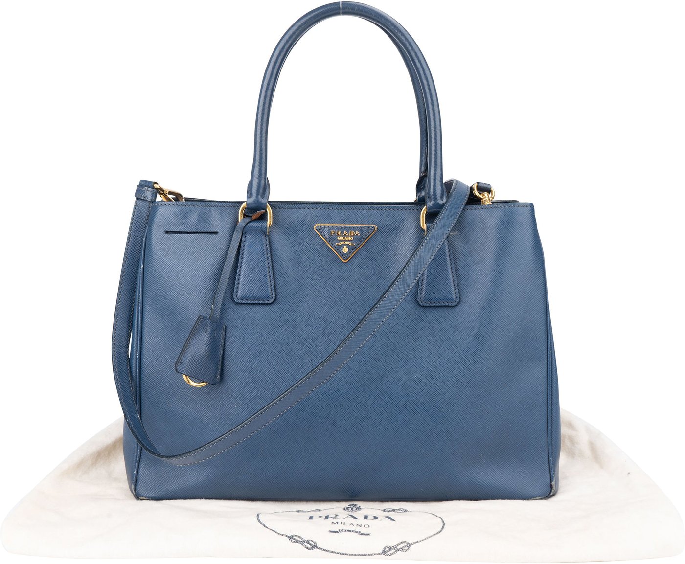 Prada Blue Saffiano Leather Galleria Handbag