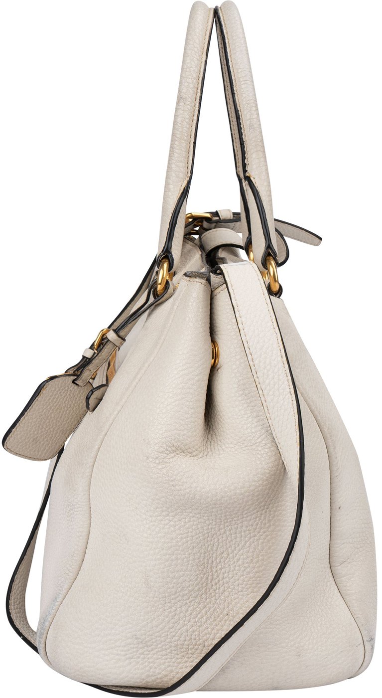 Prada White Calfskin Vitello Handbag