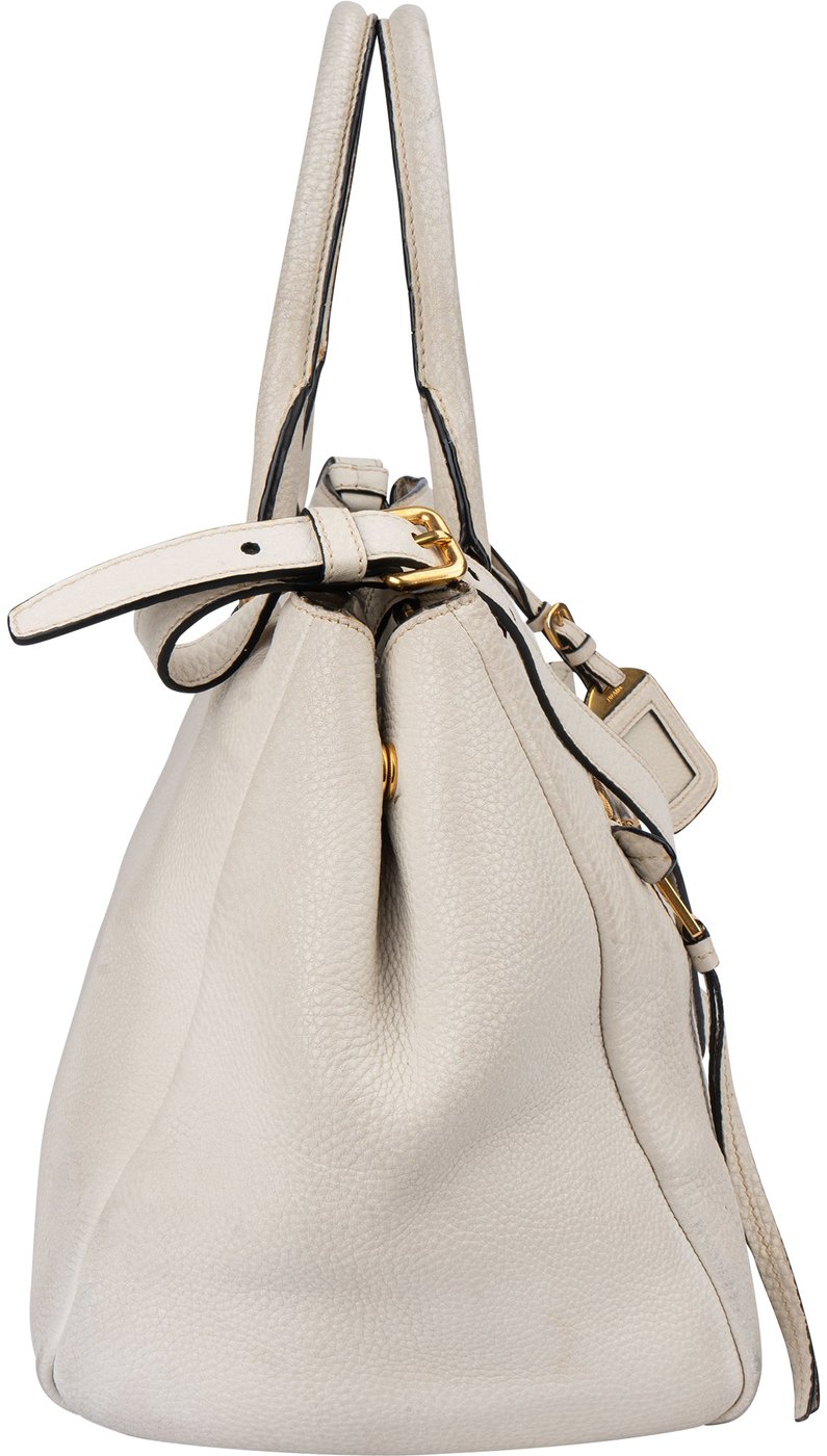 Prada White Calfskin Vitello Handbag
