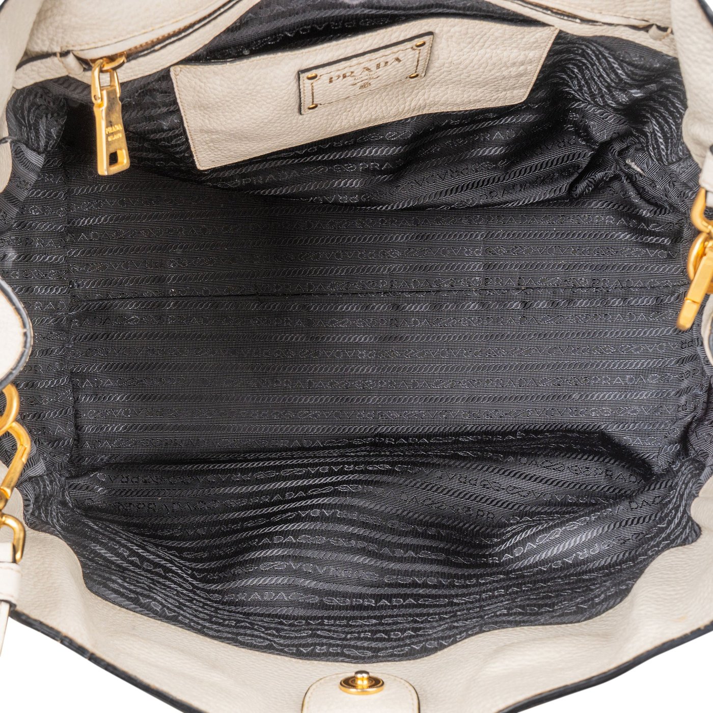 Prada White Calfskin Vitello Handbag