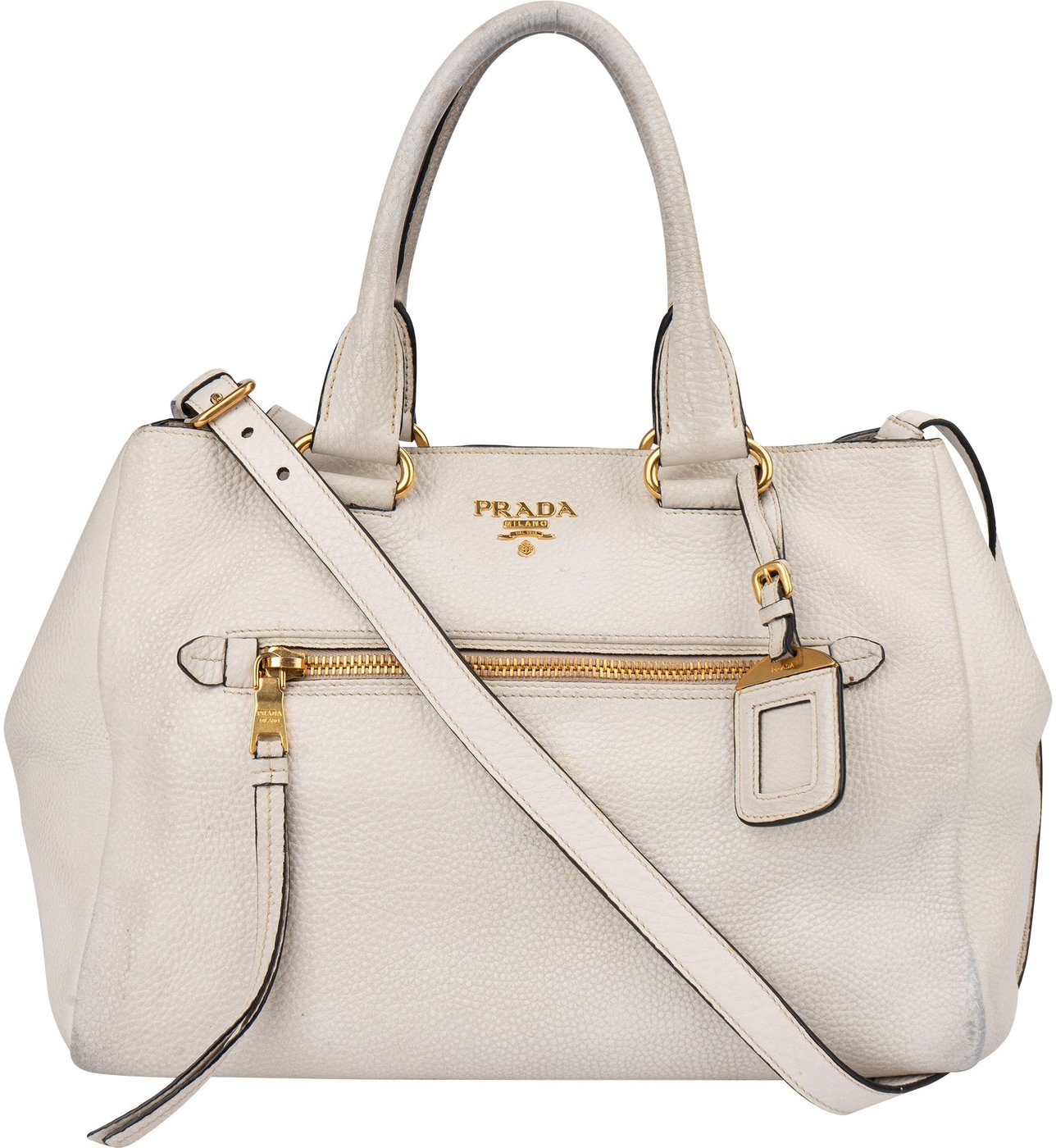 Prada White Calfskin Vitello Handbag