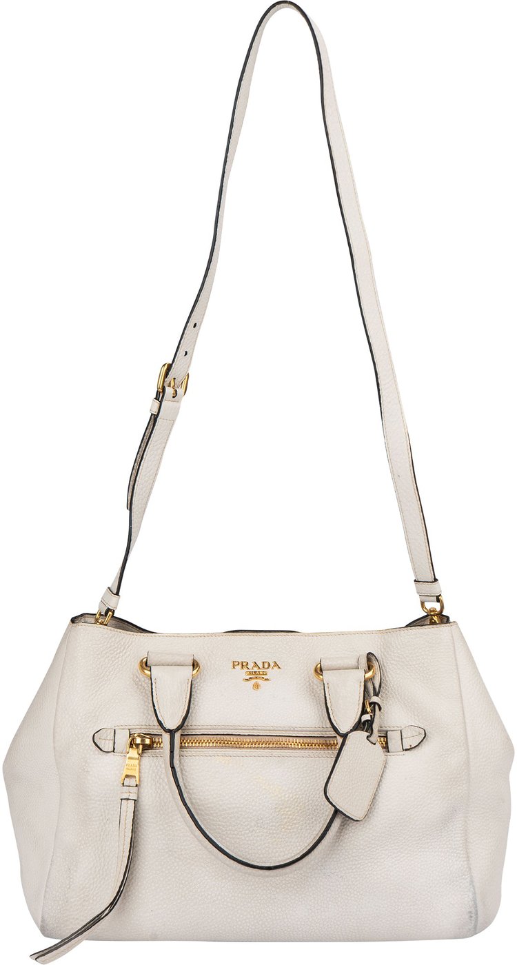 Prada White Calfskin Vitello Handbag
