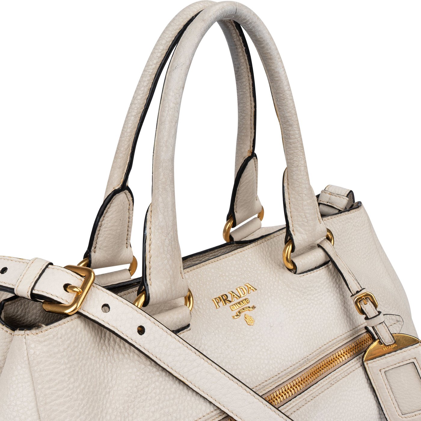 Prada White Calfskin Vitello Handbag