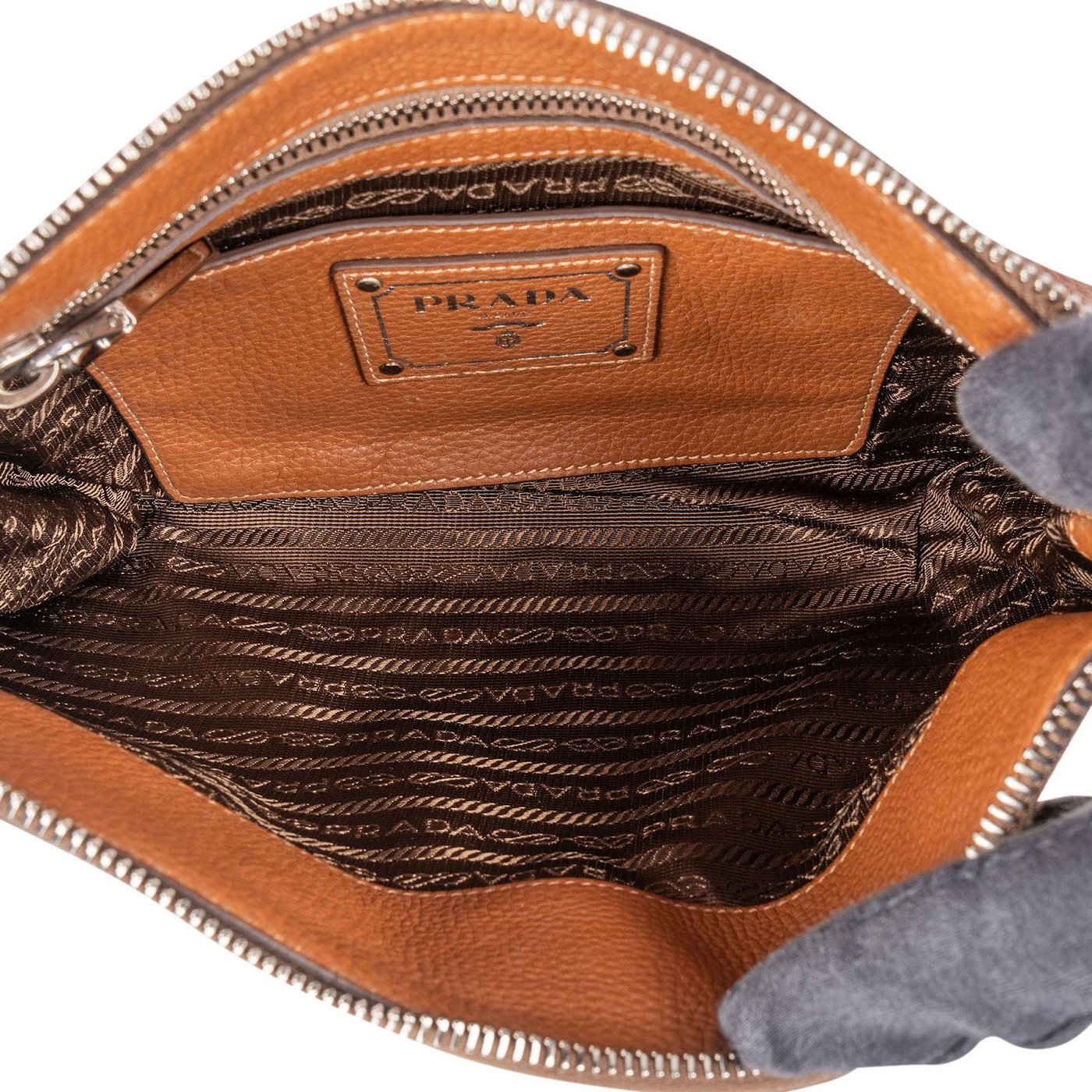 Prada Brown Vitello Daino Leather Crossbody Bag