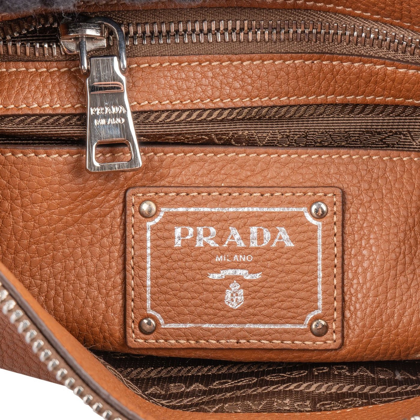 Prada Brown Vitello Daino Leather Crossbody Bag