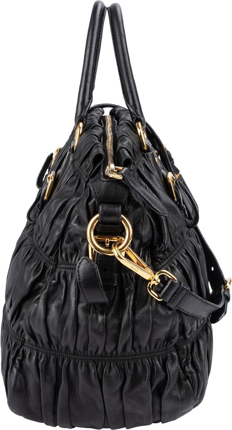 Prada Black Matelassé Nappa Leather Gaufre Satchel Handbag