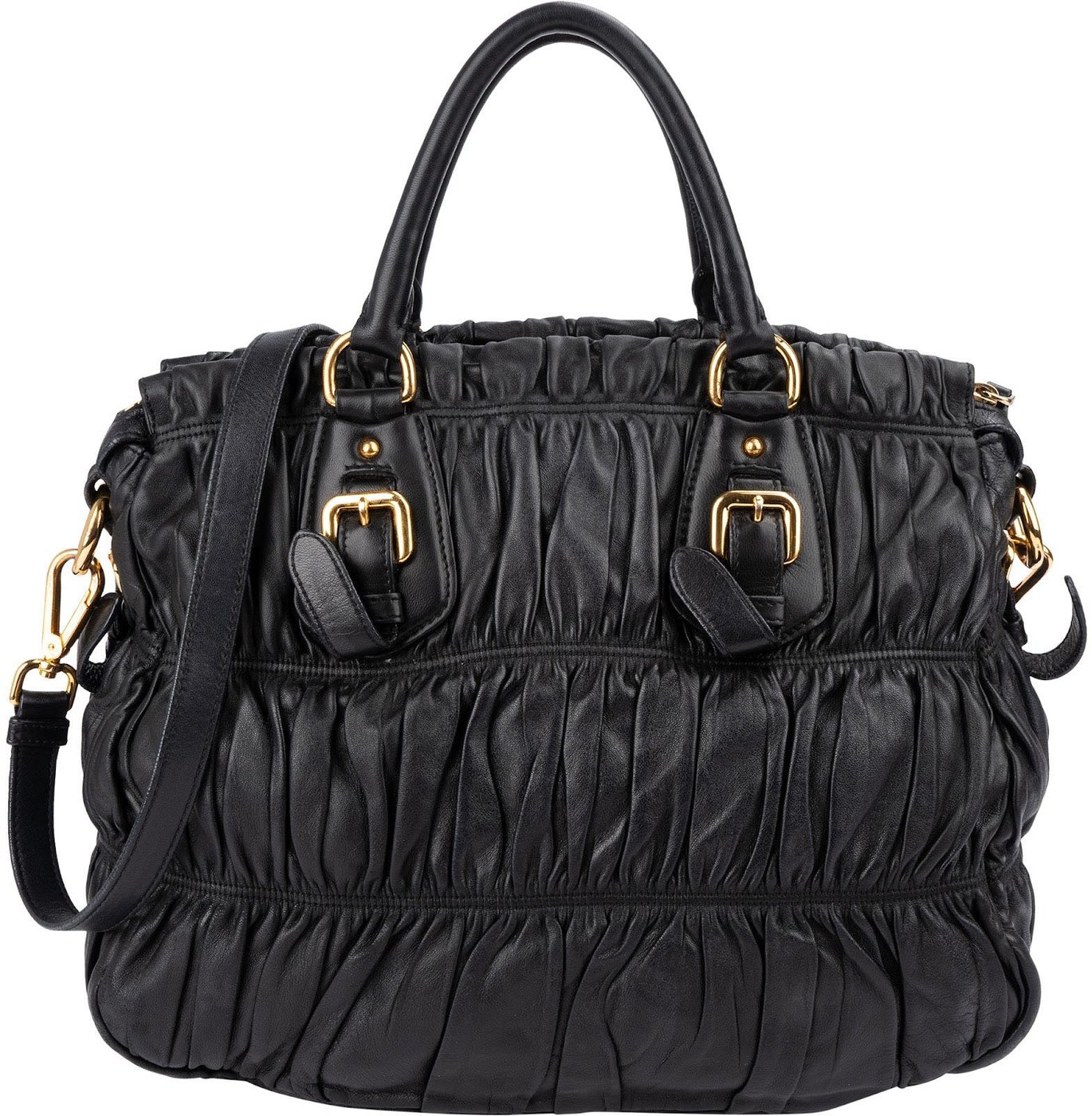 Prada Black Matelassé Nappa Leather Gaufre Satchel Handbag