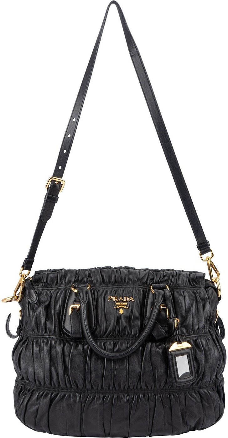 Prada Black Matelassé Nappa Leather Gaufre Satchel Handbag