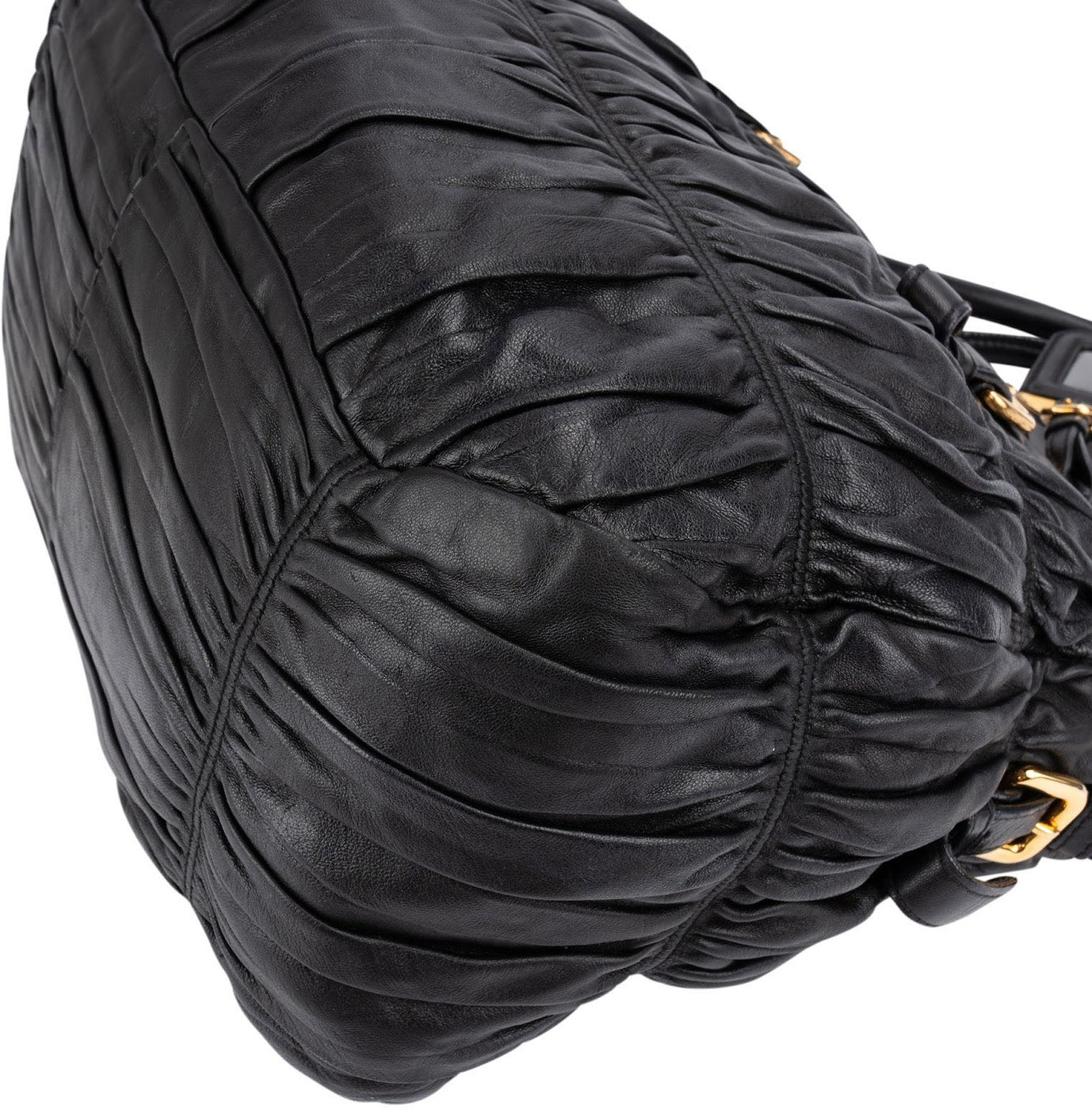 Prada Black Matelassé Nappa Leather Gaufre Satchel Handbag