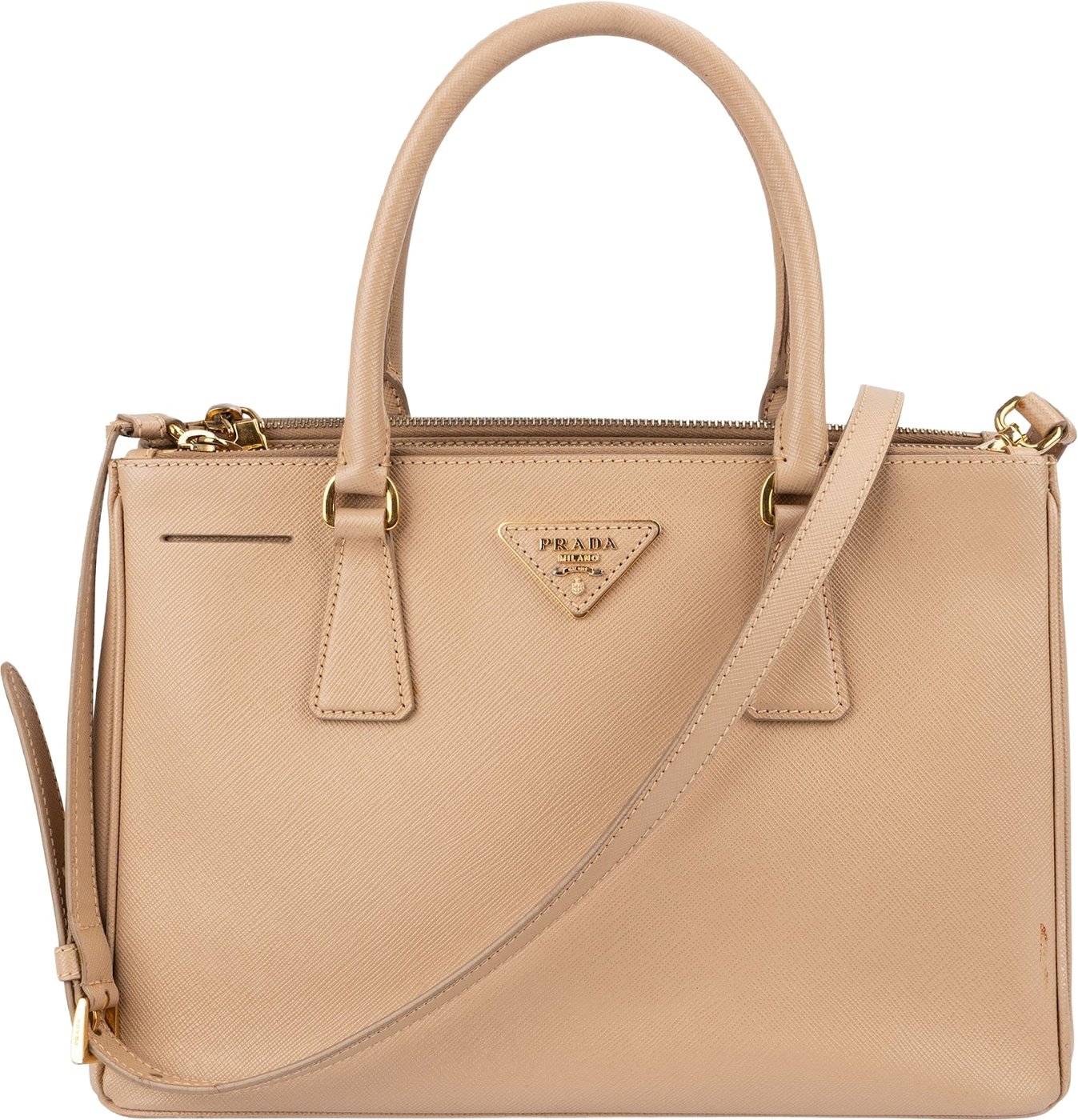 Prada Beige Saffiano Lux Leather Galleria Handbag