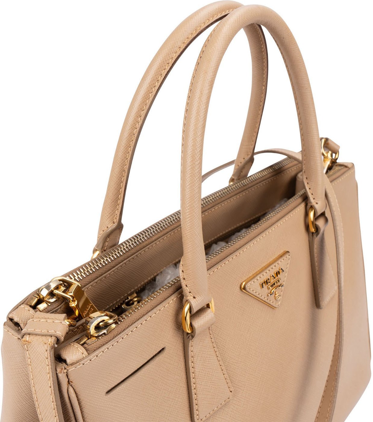 Prada Beige Saffiano Lux Leather Galleria Handbag