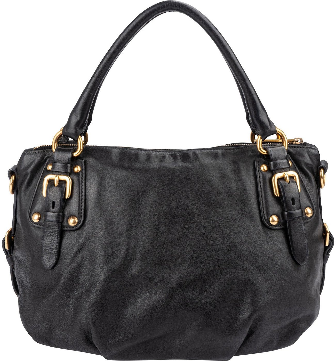 Prada Black Soft Calfskin Gaufre Tote Handbag