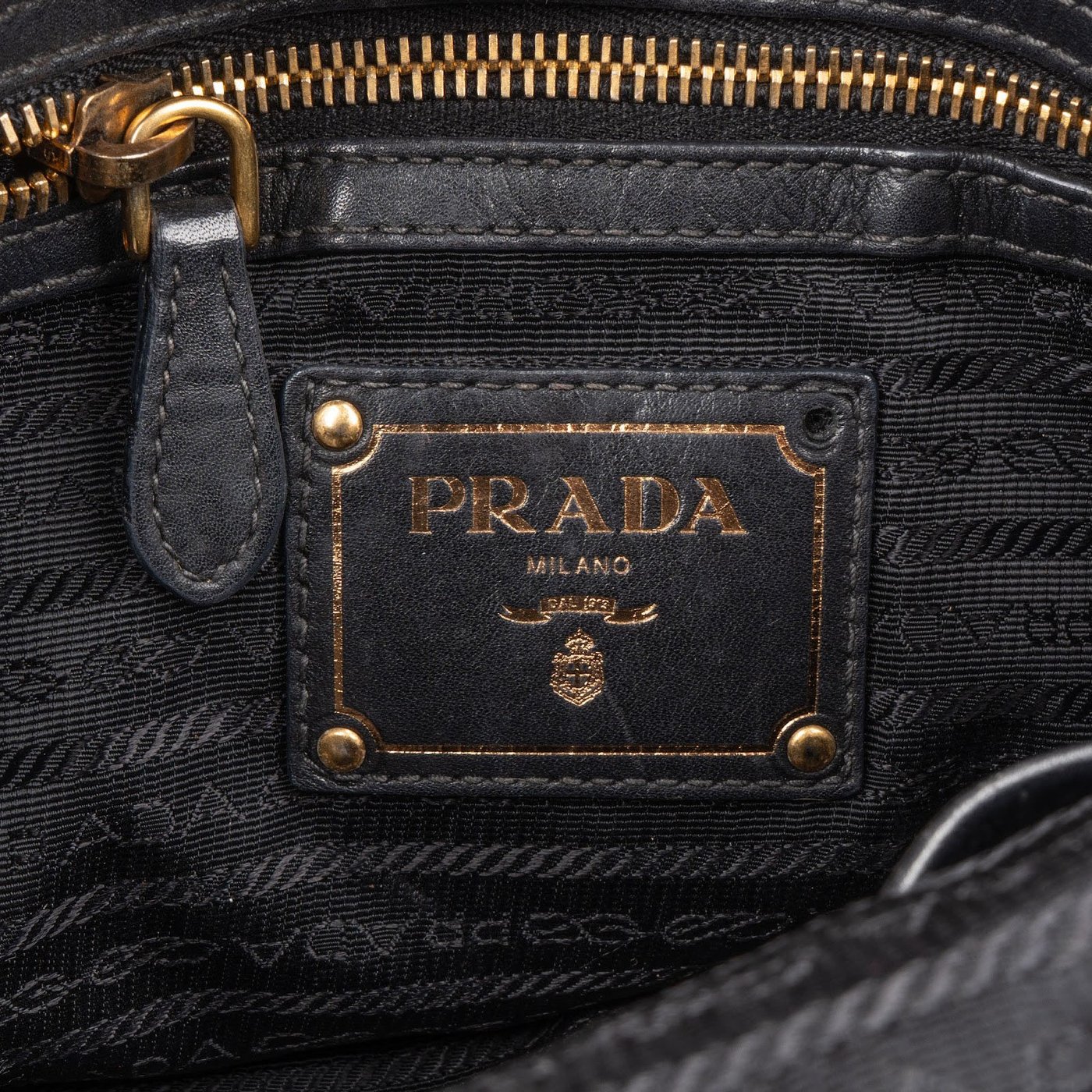Prada Black Soft Calfskin Gaufre Tote Handbag