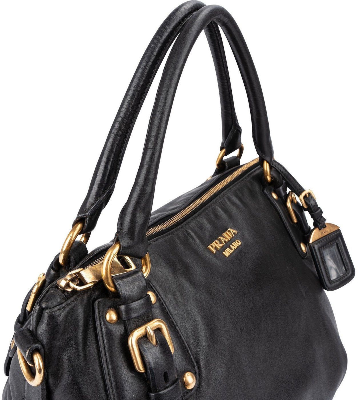 Prada Black Soft Calfskin Gaufre Tote Handbag