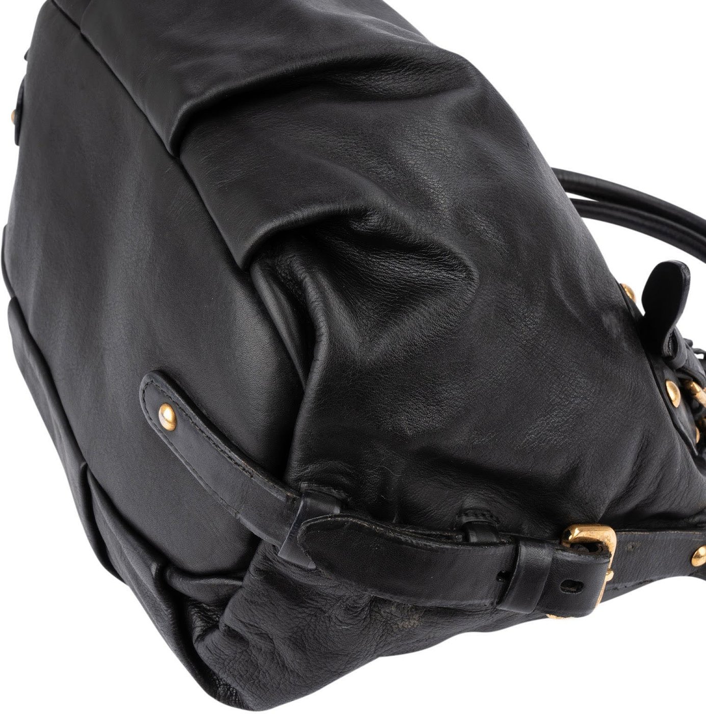 Prada Black Soft Calfskin Gaufre Tote Handbag