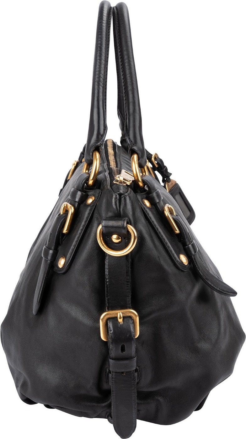 Prada Black Soft Calfskin Gaufre Tote Handbag
