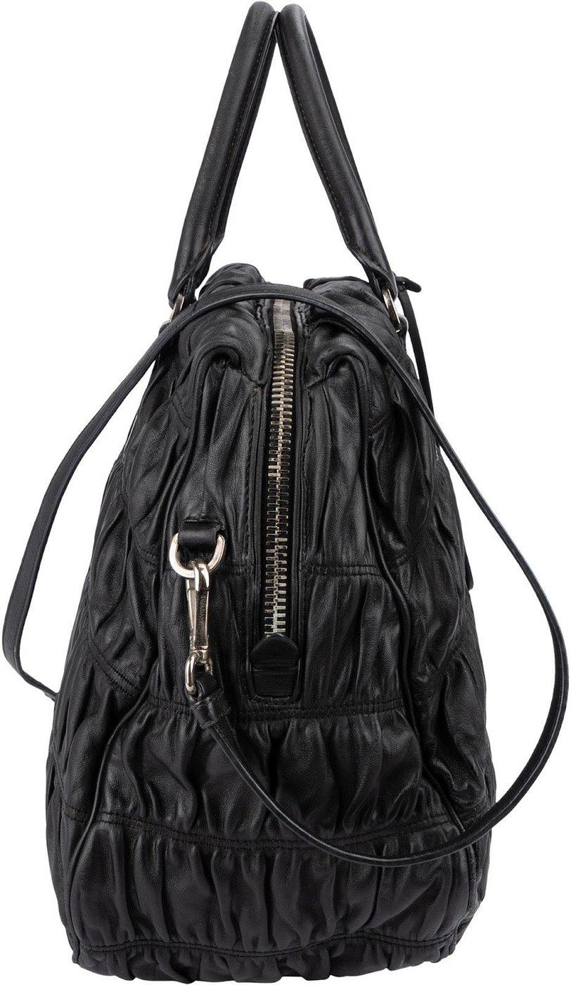 Prada Black Matelassé Nappa Leather Gaufre Hobo Handbag