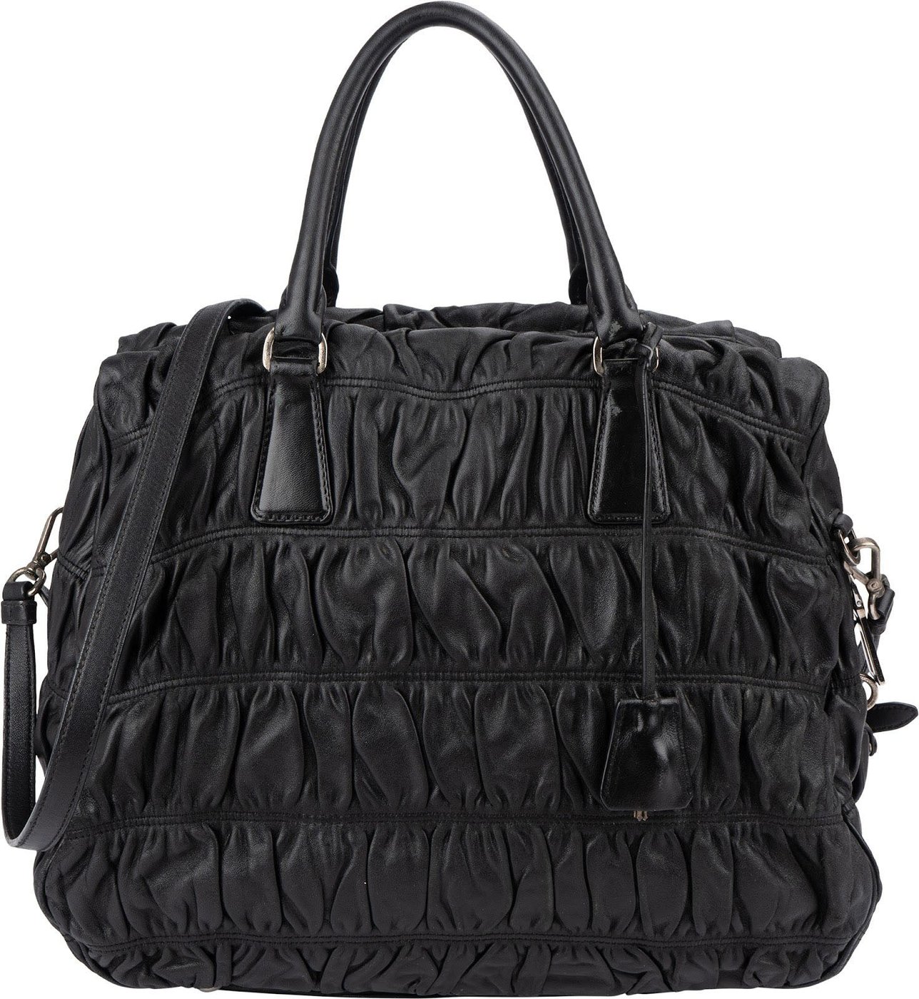 Prada Black Matelassé Nappa Leather Gaufre Hobo Handbag