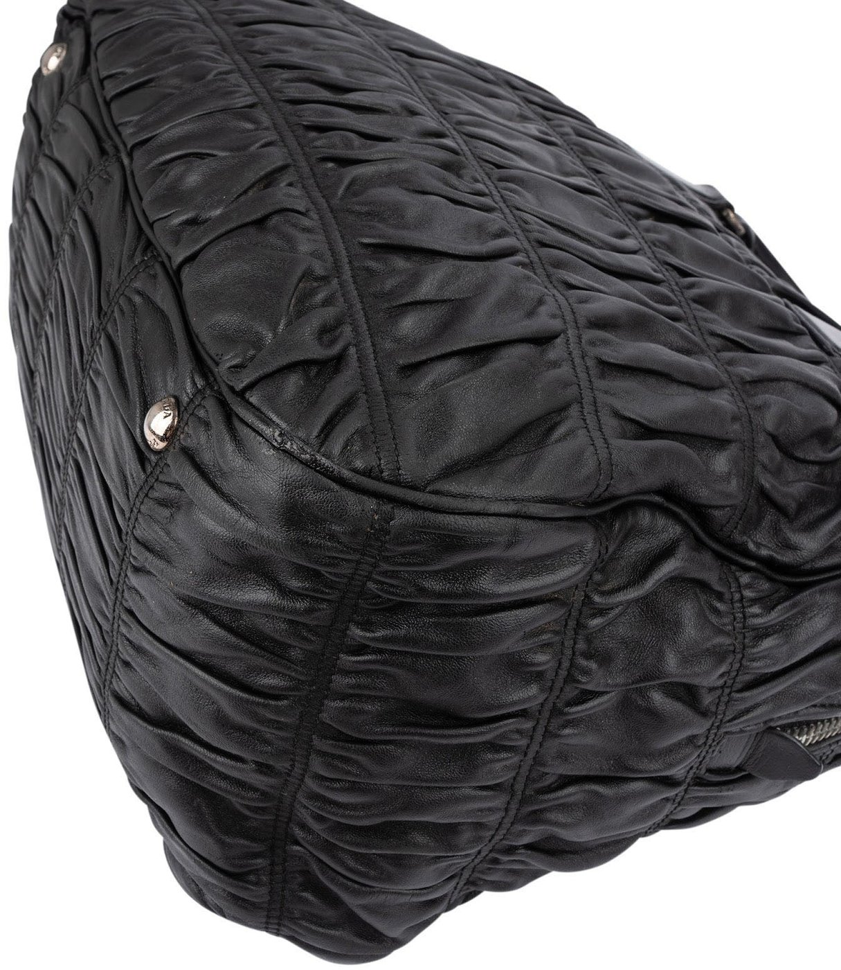 Prada Black Matelassé Nappa Leather Gaufre Hobo Handbag