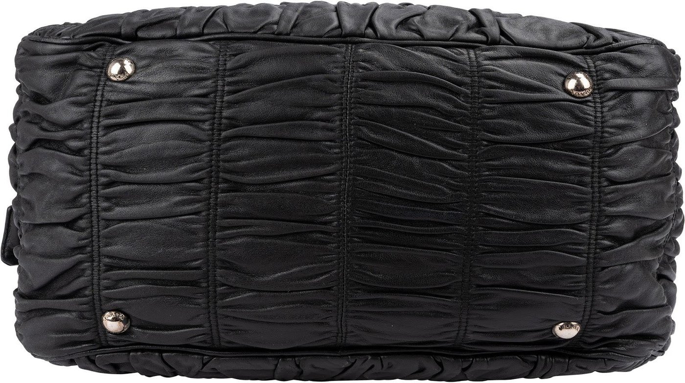 Prada Black Matelassé Nappa Leather Gaufre Hobo Handbag