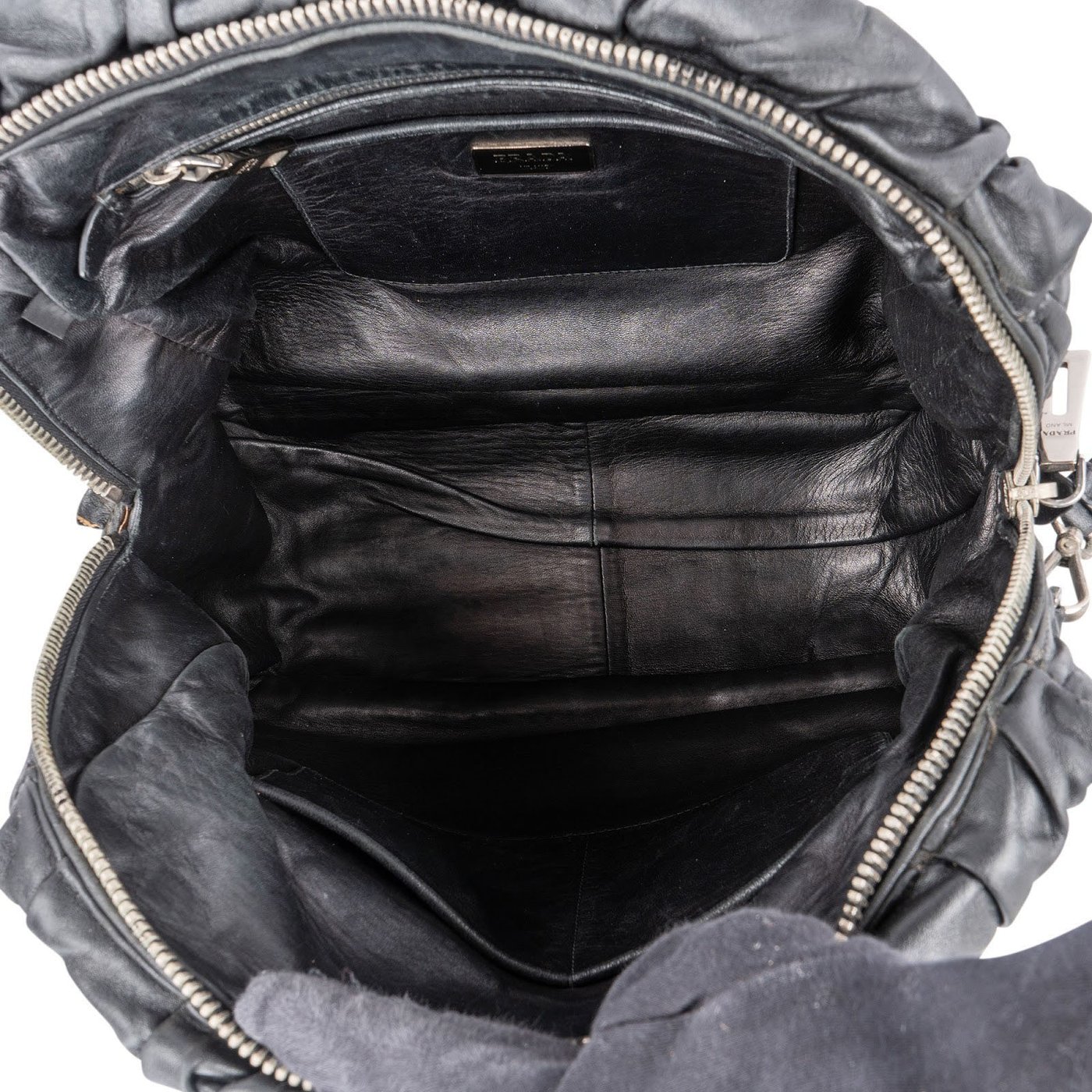 Prada Black Matelassé Nappa Leather Gaufre Hobo Handbag