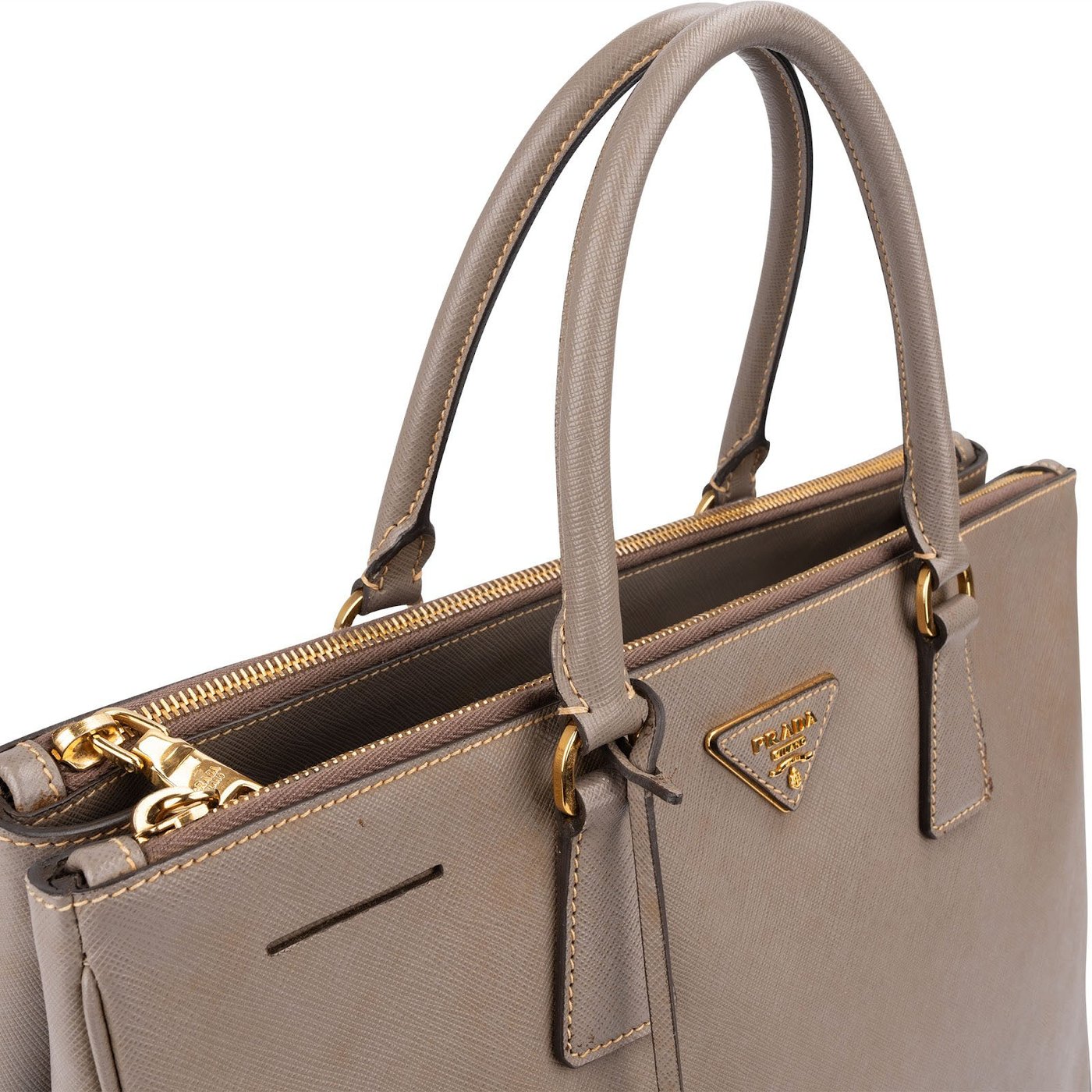 Prada Grey Saffiano Leather Galleria Handbag
