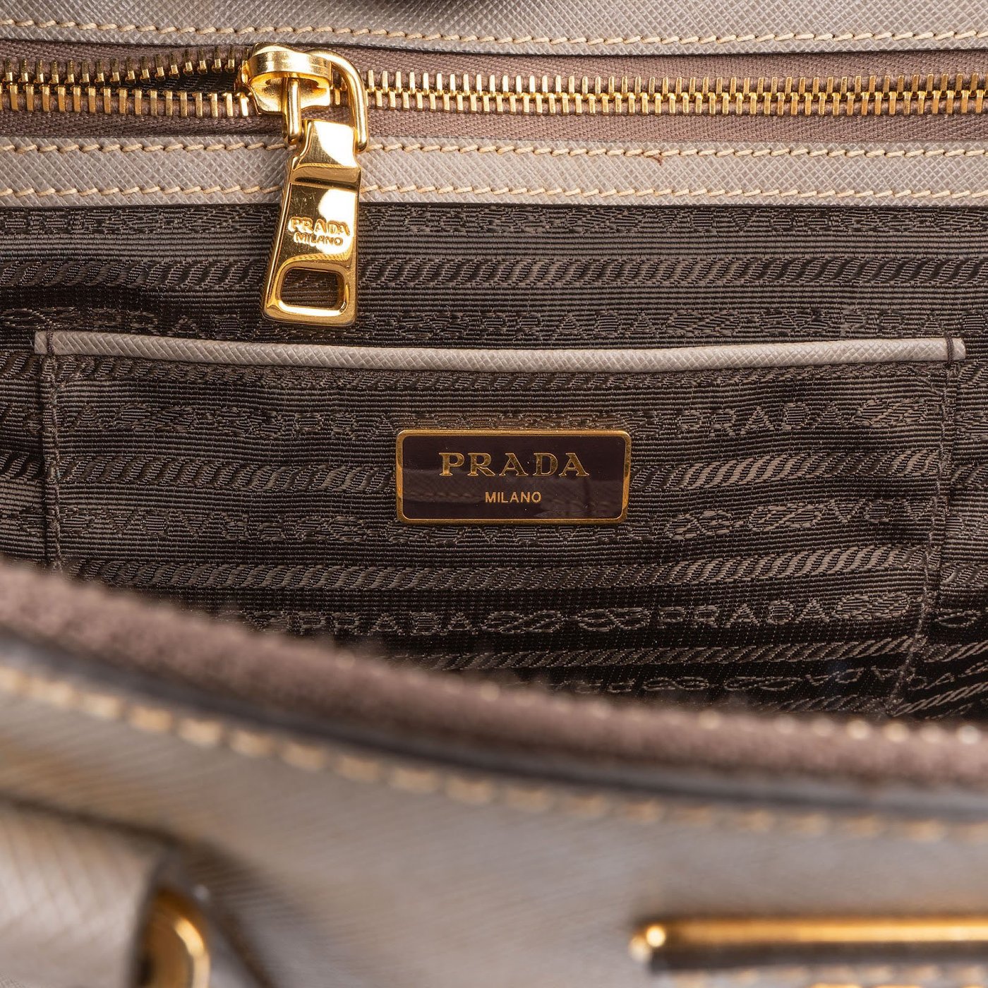 Prada Grey Saffiano Leather Galleria Handbag