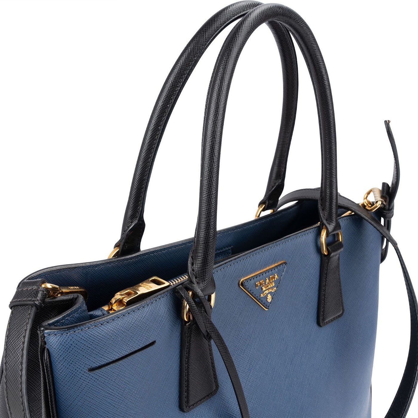 Prada Bicolor Saffiano Leather Galleria Handbag