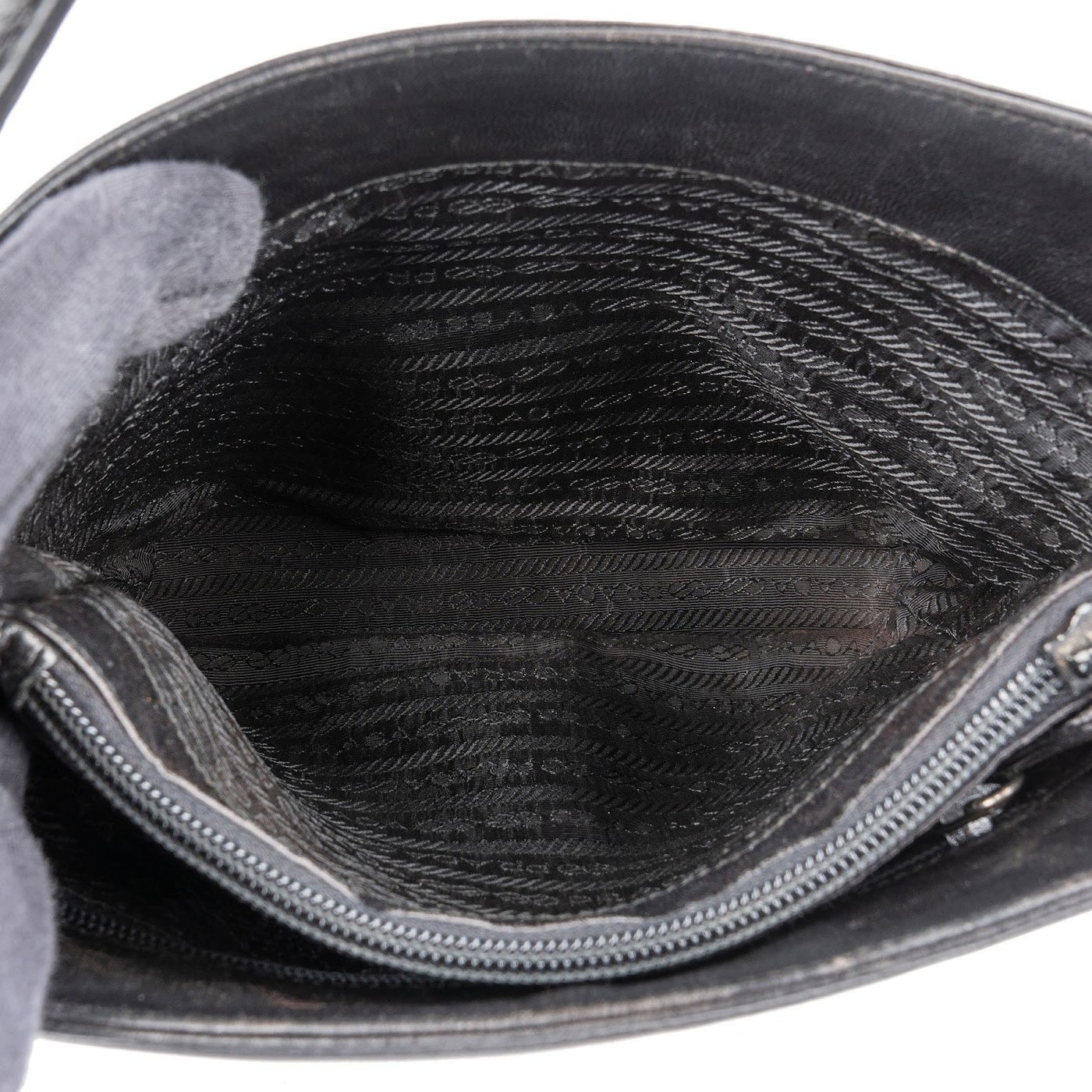 Prada Black Nappa Leather Triangle Tote Handbag