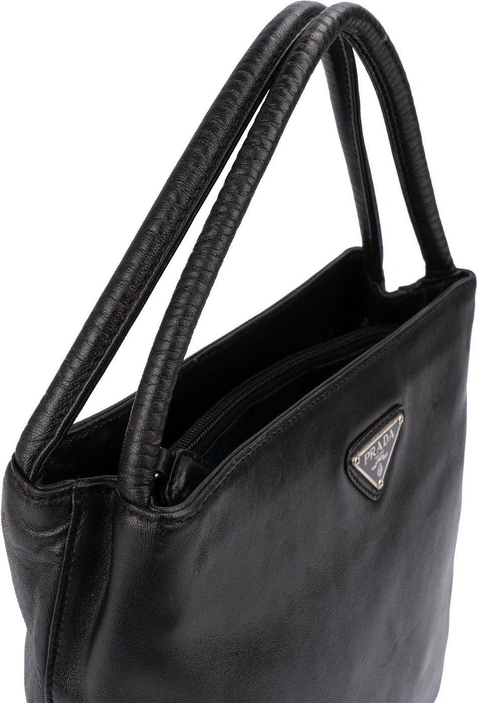 Prada Black Nappa Leather Triangle Tote Handbag