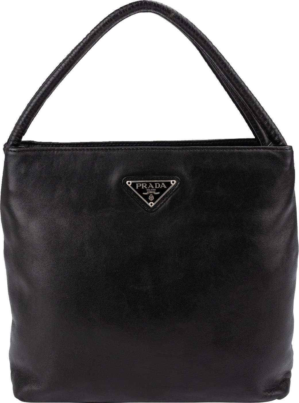 Prada Black Nappa Leather Triangle Tote Handbag