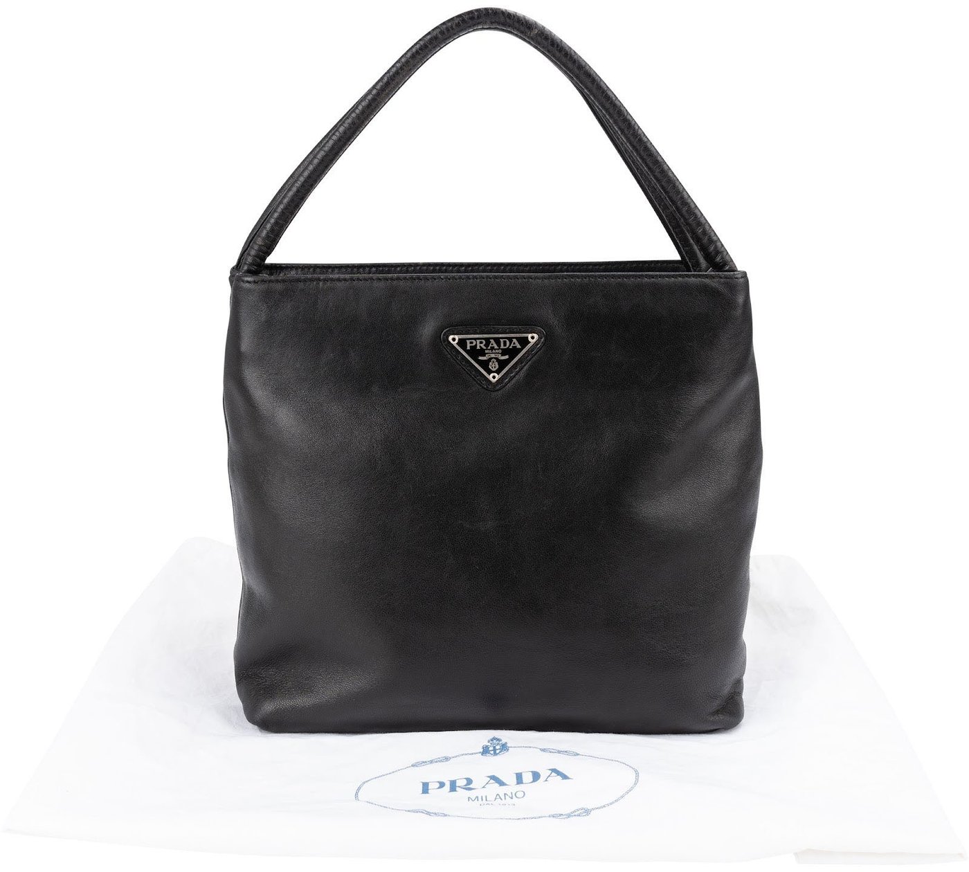 Prada Black Nappa Leather Triangle Tote Handbag