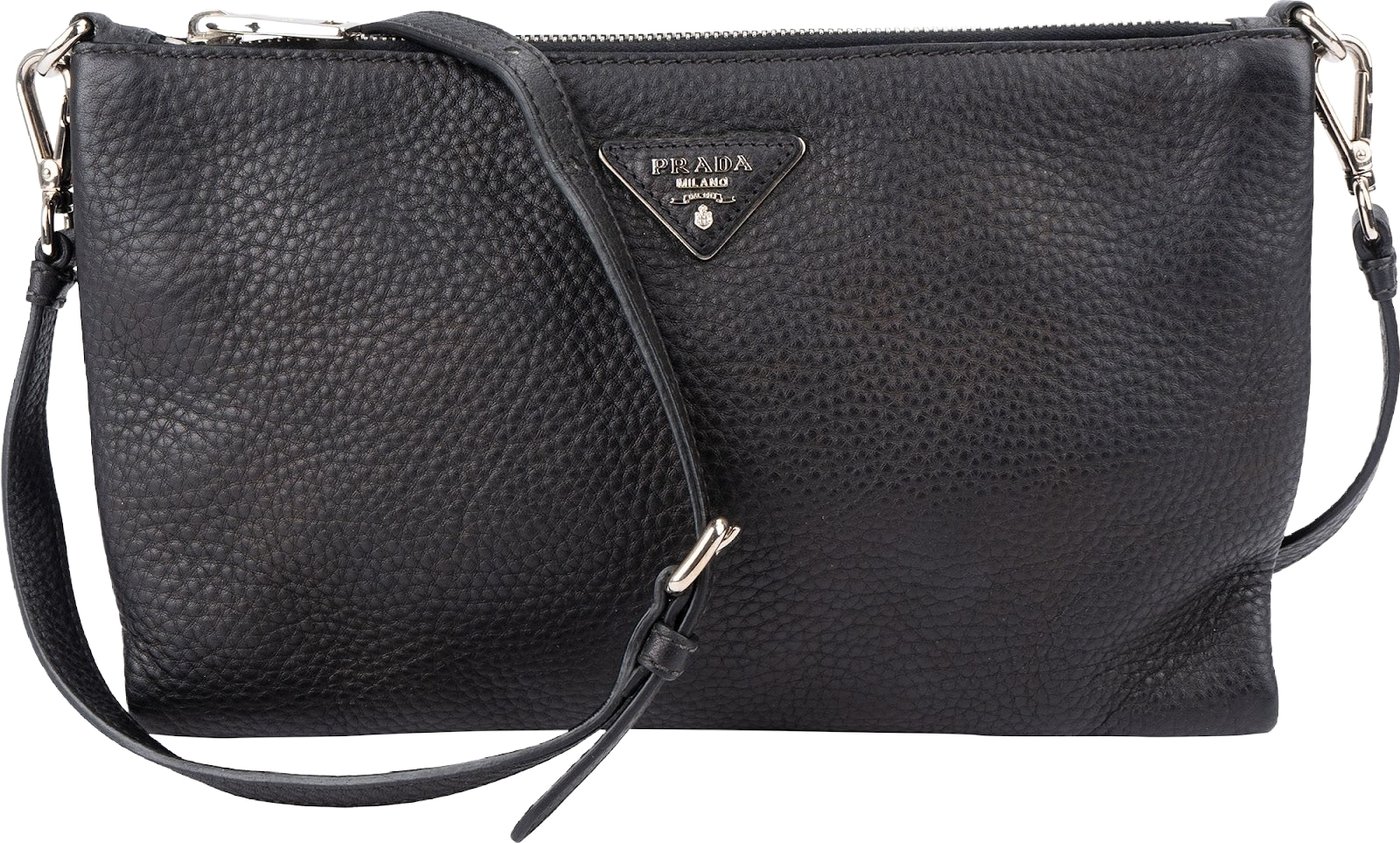 Prada Black Pebbled Leather Crossbody Bag