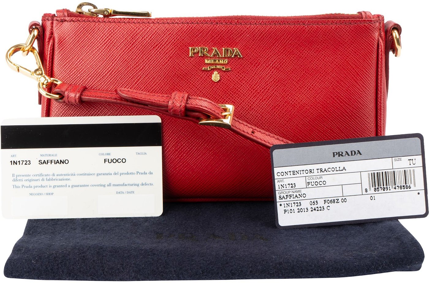 Prada Red Saffiano Leather Zip Mini Handbag