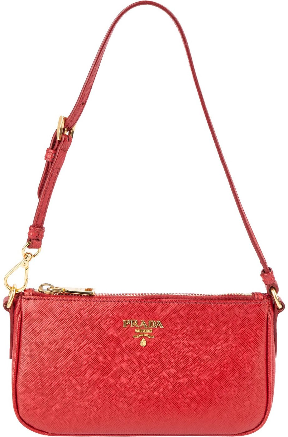 Prada Red Saffiano Leather Zip Mini Handbag