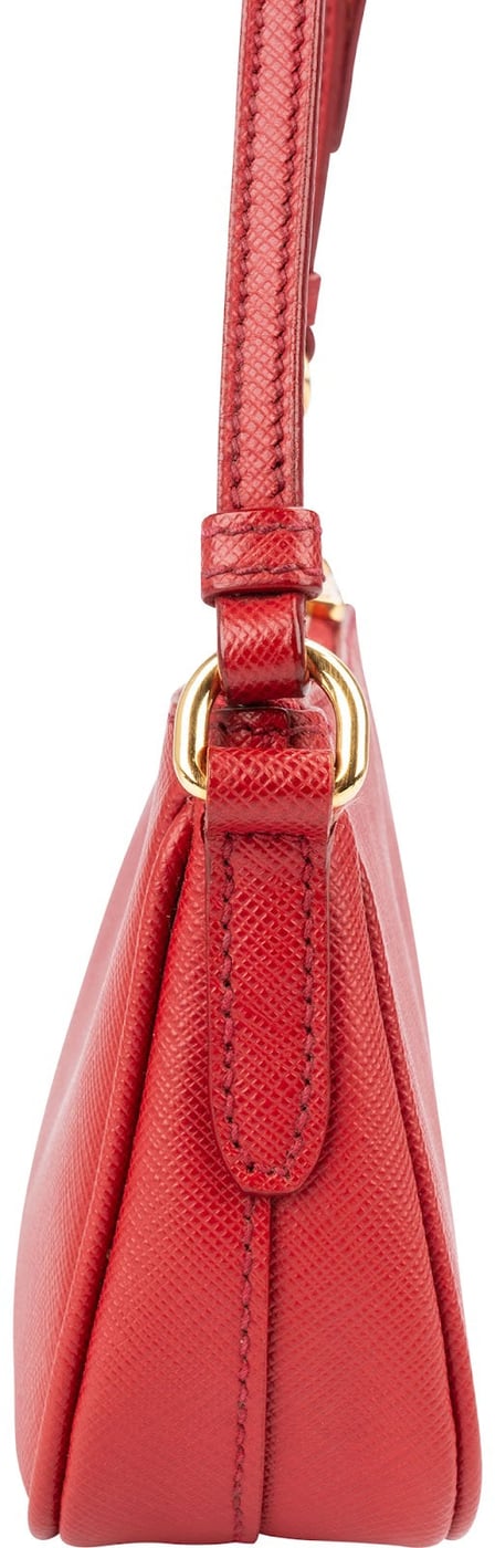 Prada Red Saffiano Leather Zip Mini Handbag
