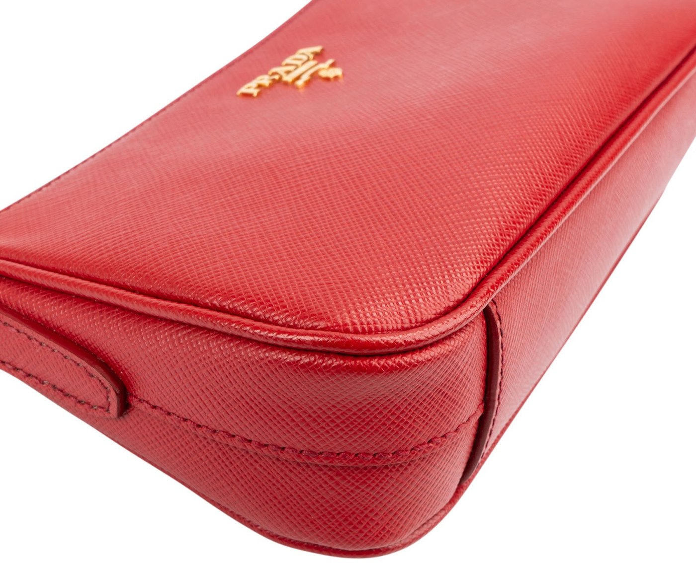 Prada Red Saffiano Leather Zip Mini Handbag
