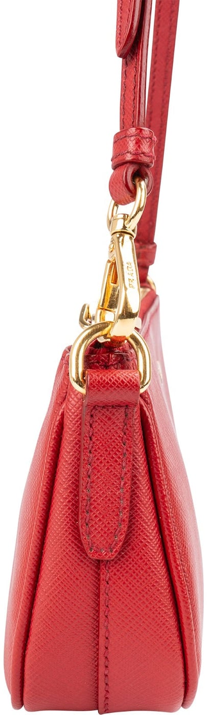 Prada Red Saffiano Leather Zip Mini Handbag