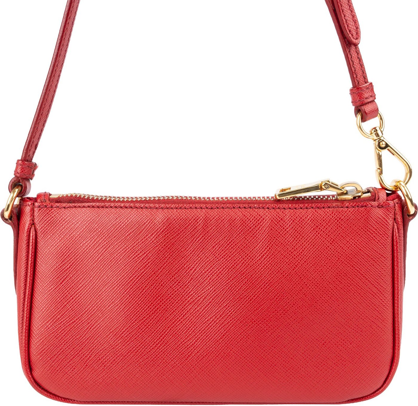 Prada Red Saffiano Leather Zip Mini Handbag