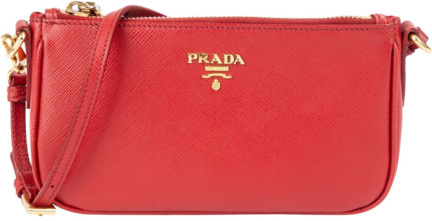 Prada Red Saffiano Leather Zip Mini Handbag