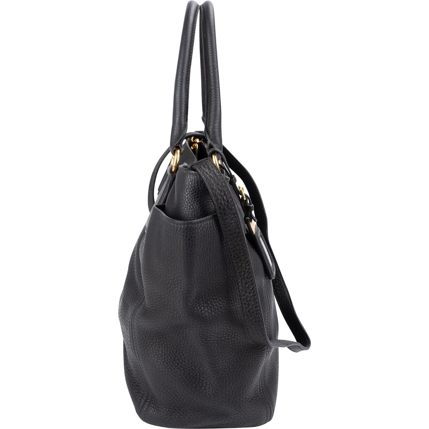 Prada Black Vitello Daino Leather Tote Handbag