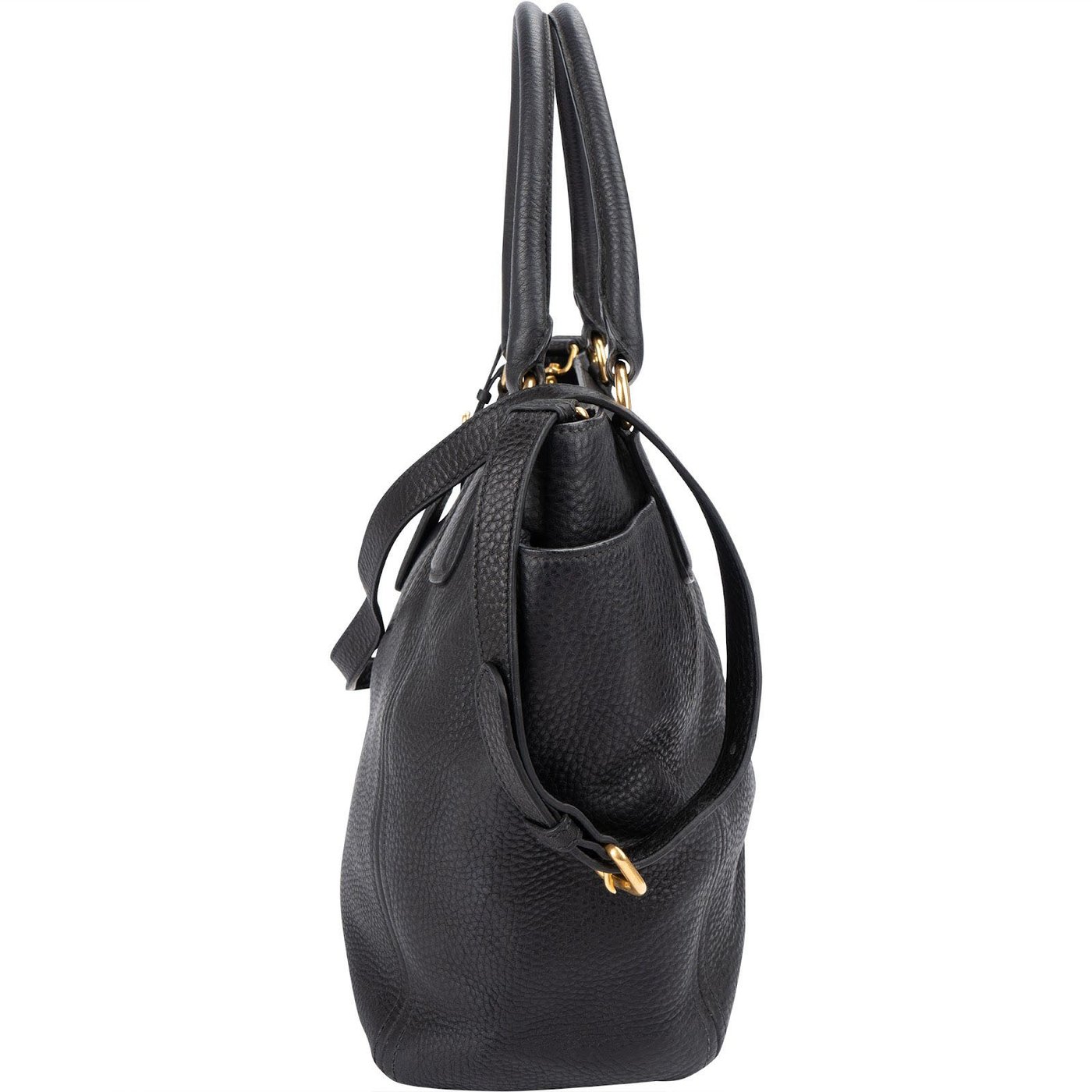 Prada Black Vitello Daino Leather Tote Handbag