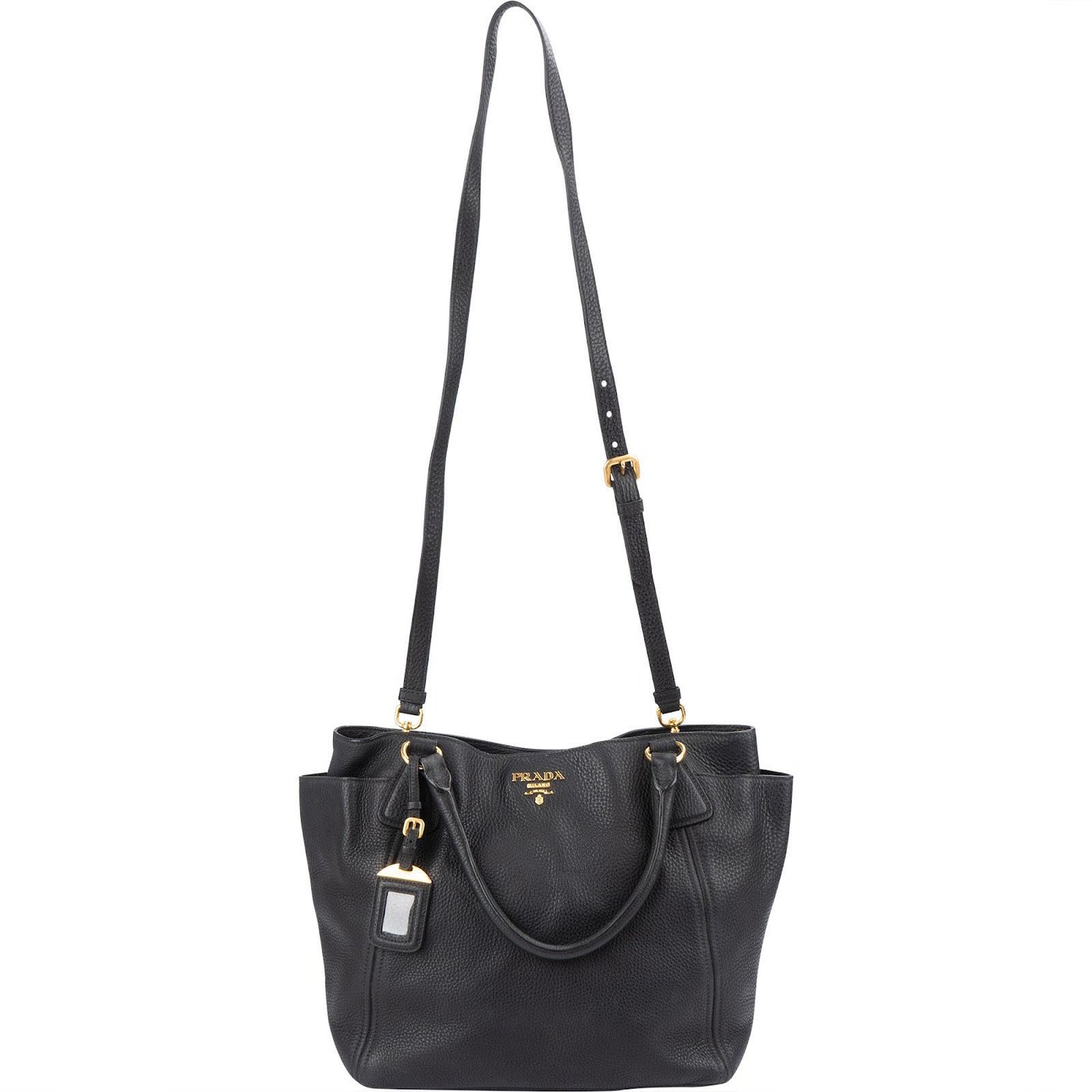 Prada Black Vitello Daino Leather Tote Handbag