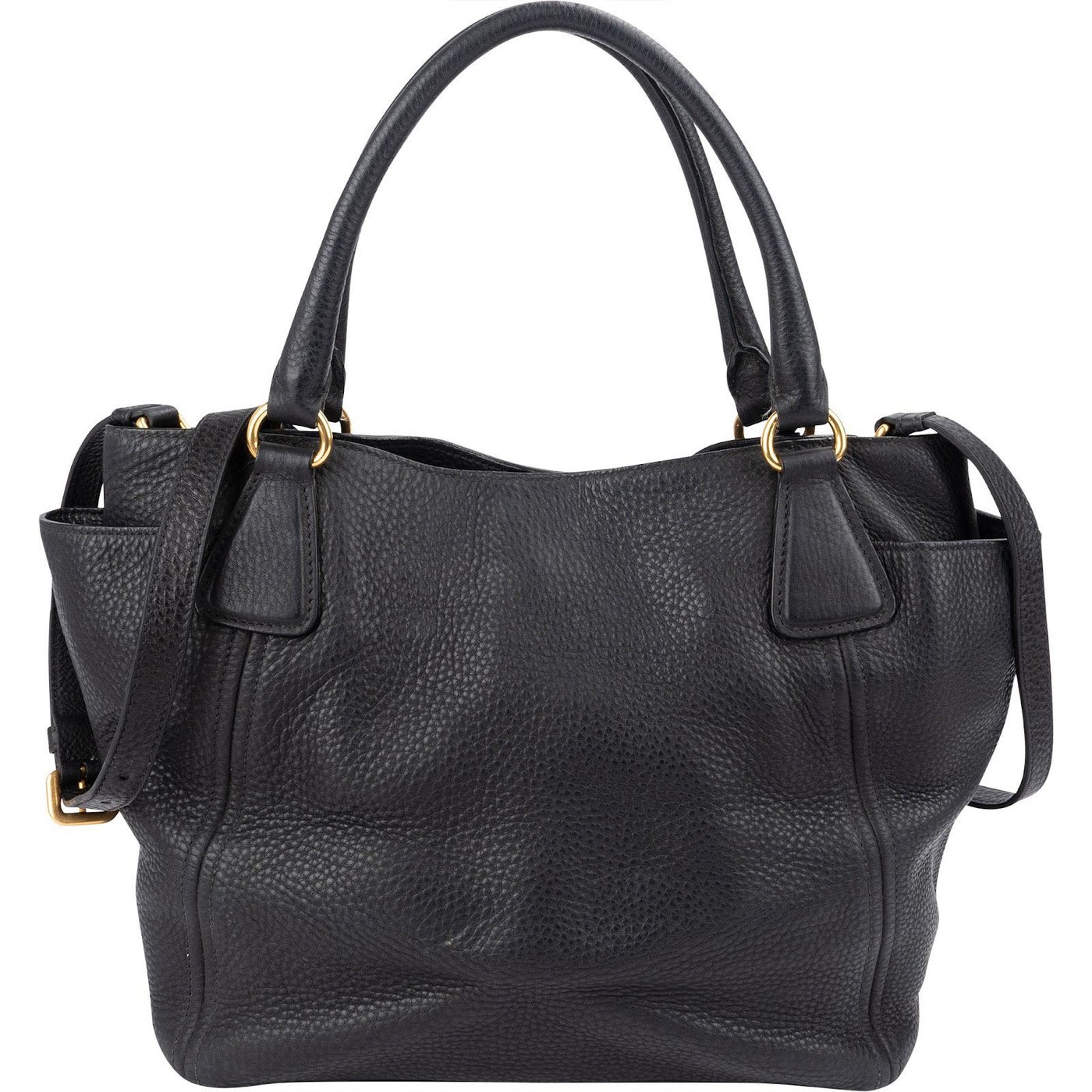 Prada Black Vitello Daino Leather Tote Handbag