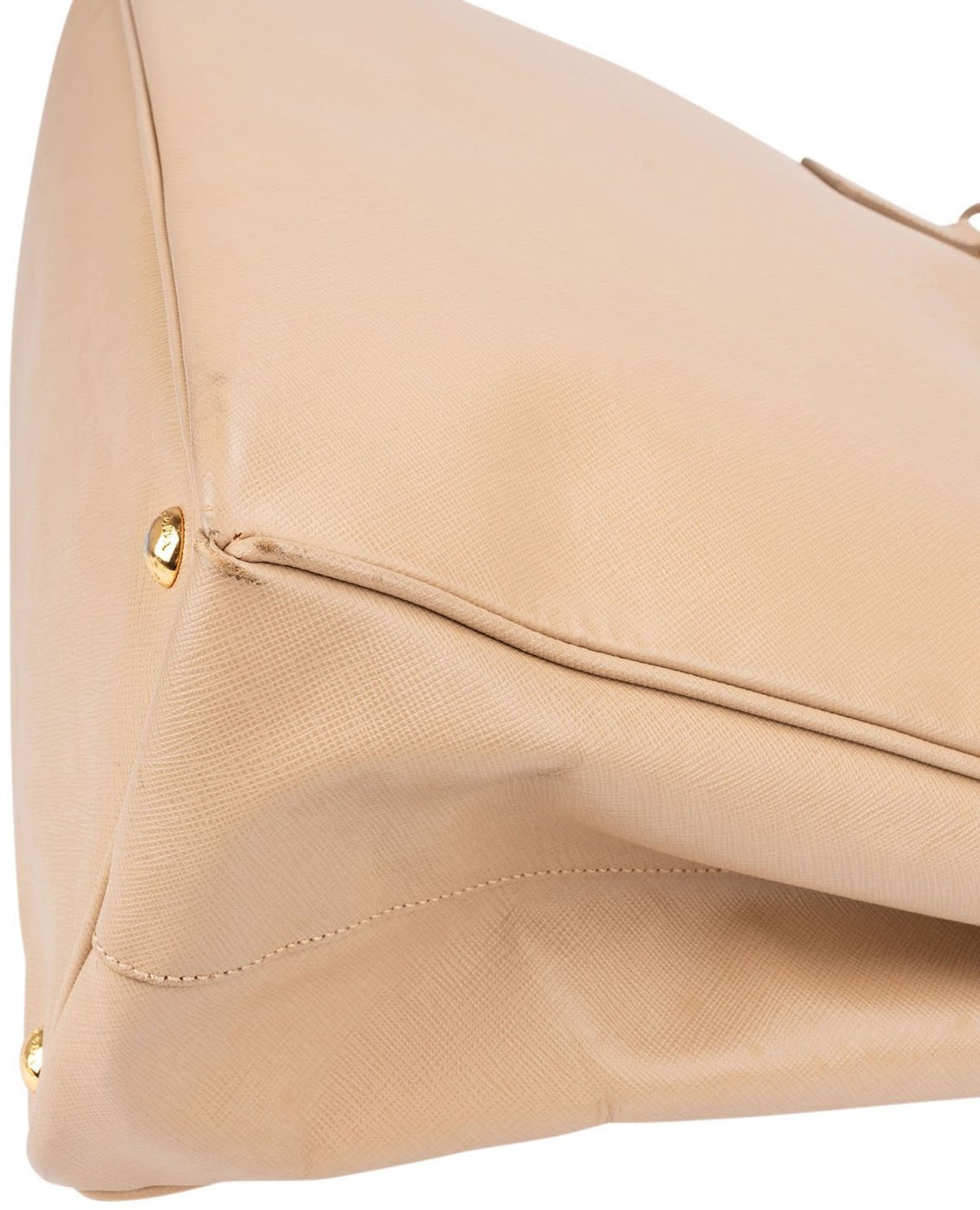 Prada Beige Saffiano Leather Double Zip Galleria Handbag