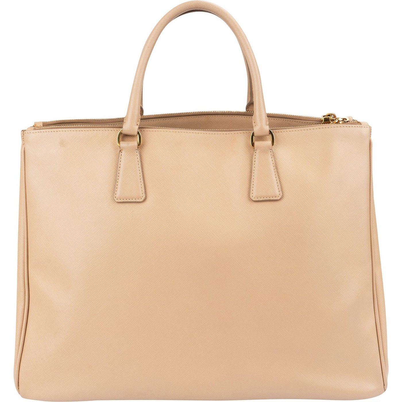 Prada Beige Saffiano Leather Double Zip Galleria Handbag