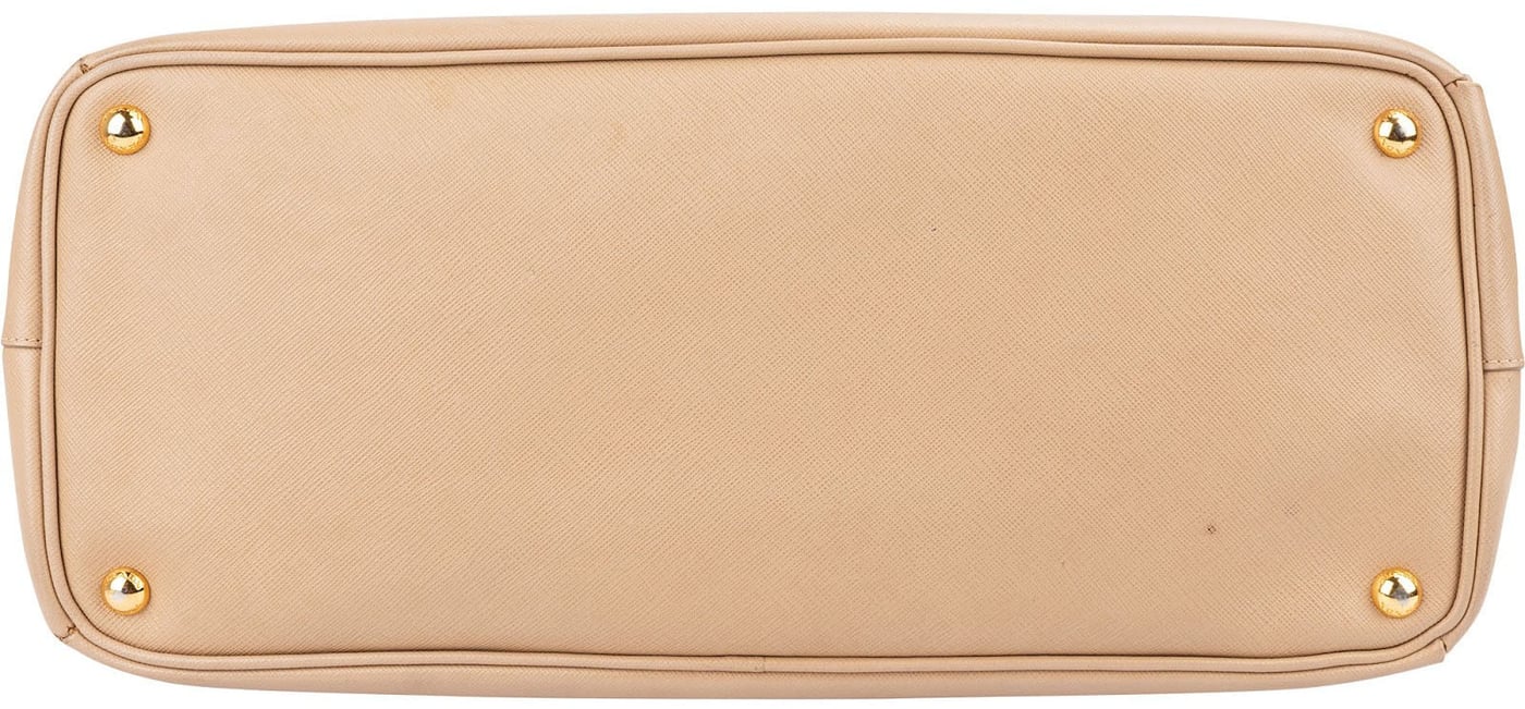 Prada Beige Saffiano Leather Double Zip Galleria Handbag